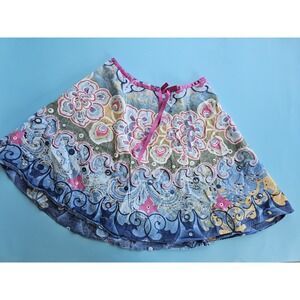Secret Charm Girls Floral Print Skirt with‎ Ribbon Tie Blue Pink Yellow Size 10